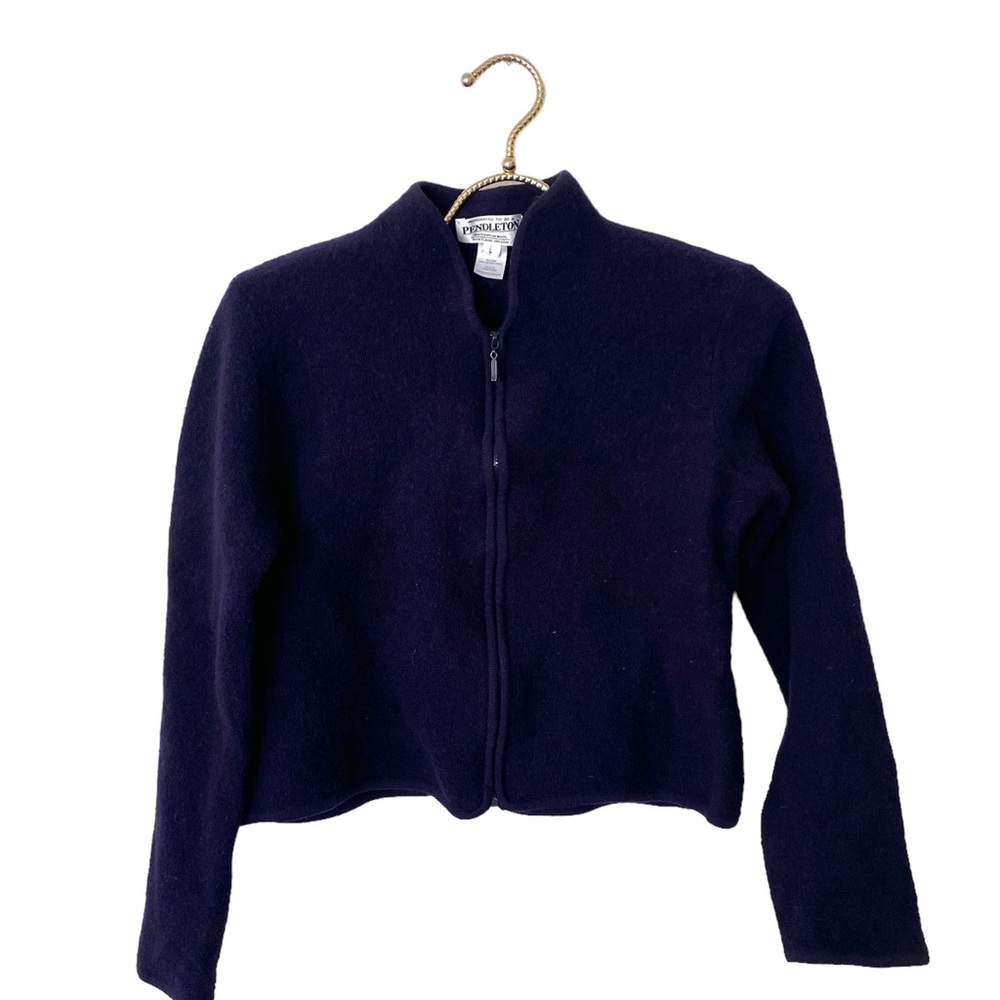 Pendleton Zip Up Navy Blue Wool Cardigan Women’s Large